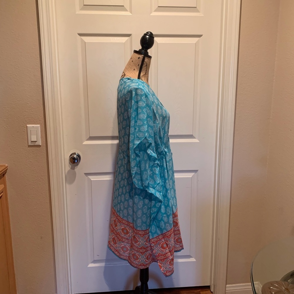 Turquoise print Swim suit cover up - Picture 4 of 7